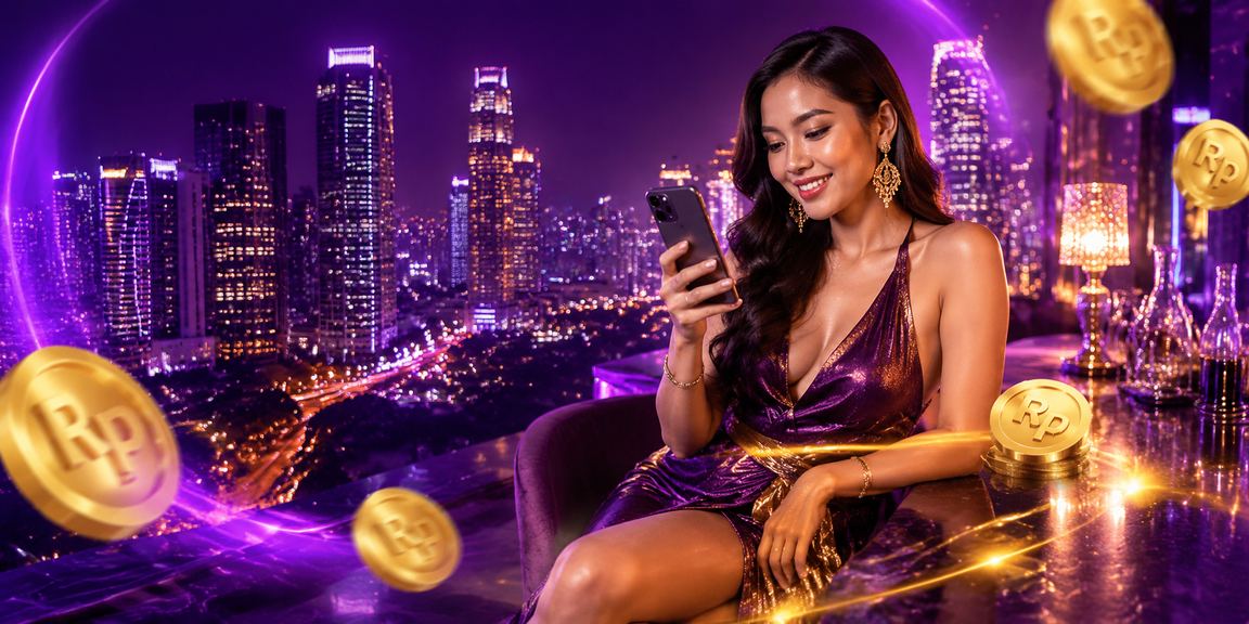 Tampilan neon terang malam hari menampilkan penawaran bonus rebate taruhan online